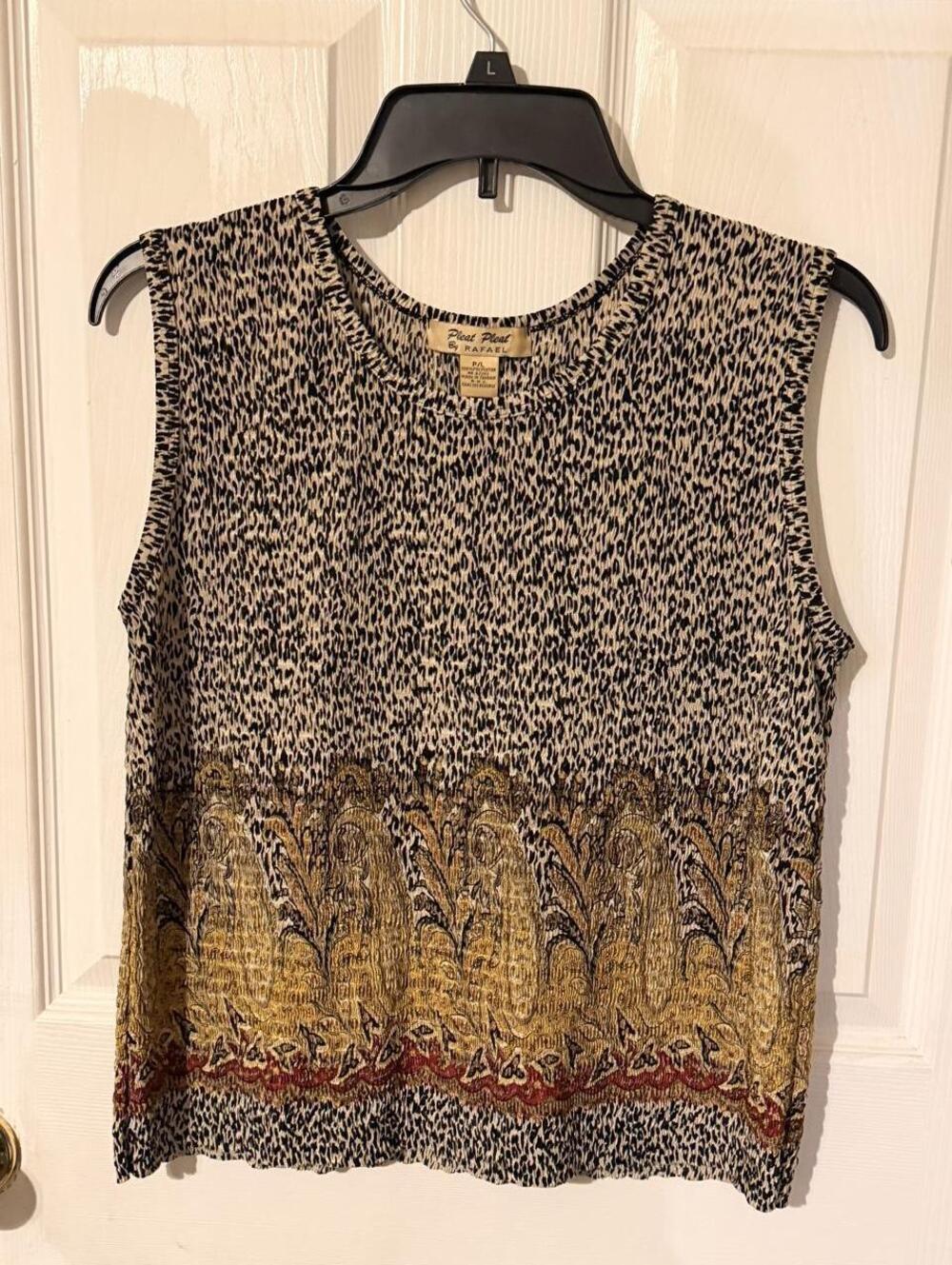 Vintage Pleat Pleat by Rafael Leopard & Paisley Plissé Tank Top